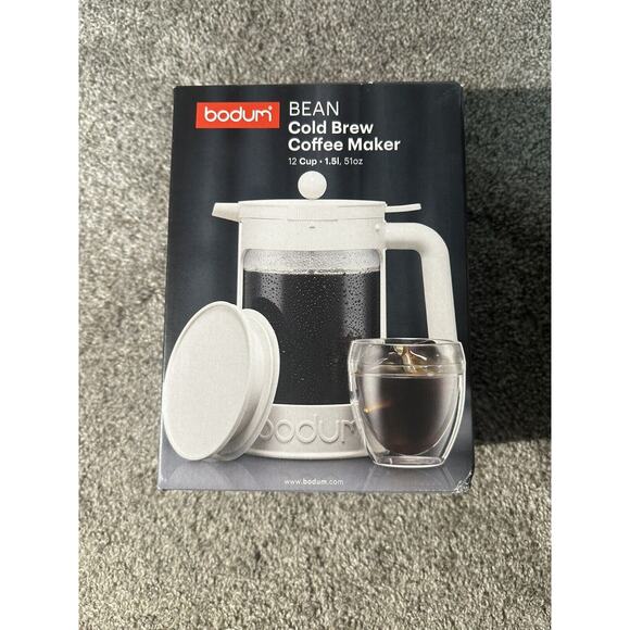 BODUM Bean Cold Brew Coffee Maker 12 Cup Capacity 51 Oz - White - Picture 1 of 5